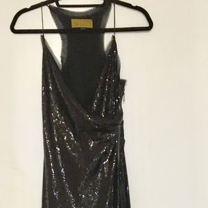 Nicole Miller black sequin evening gown- size 8
